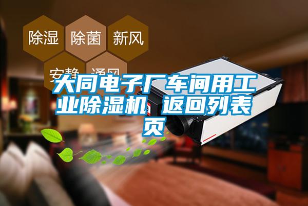 大同電子廠車間用工業(yè)除濕機(jī) 返回列表頁